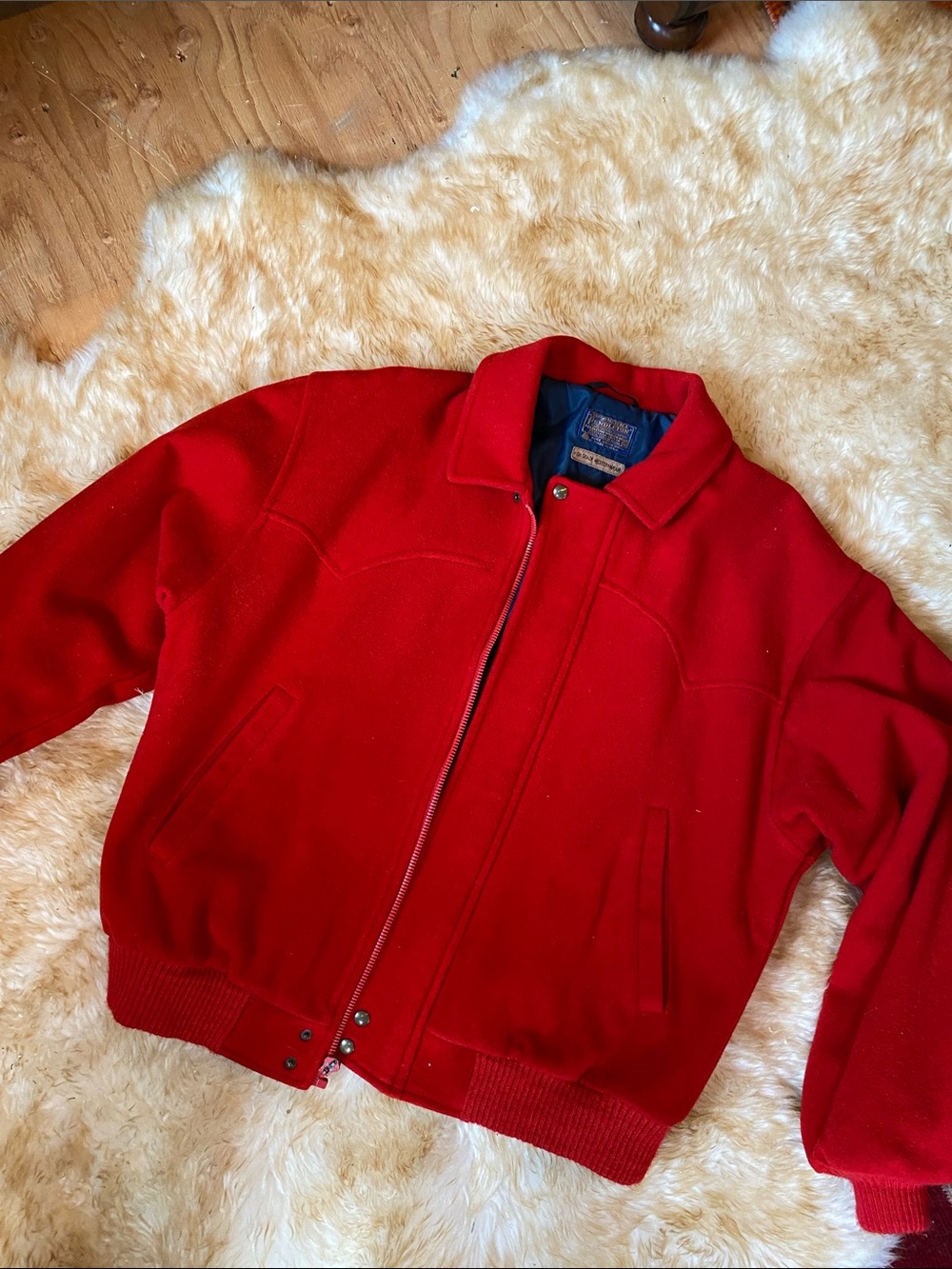 Vintage Pendleton Red Wool Western Bomber Jacket. Beautiful! - Picture 5 of 9